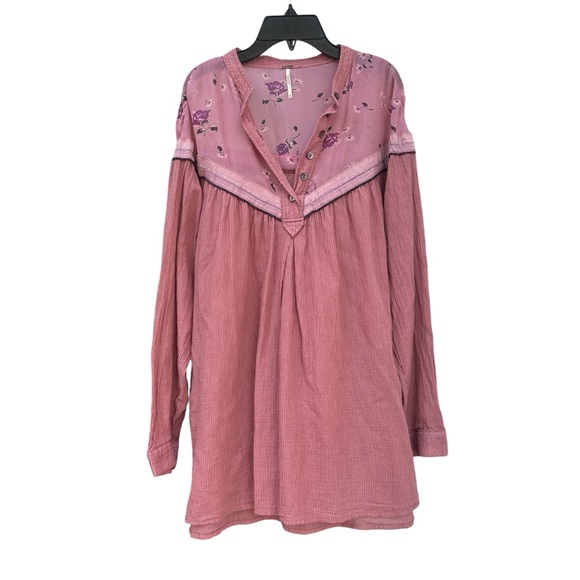 Free People Hearts and Colors Tunic Medium Oversized Cottagecore Lagenlook Fairy - Picture 3 of 16